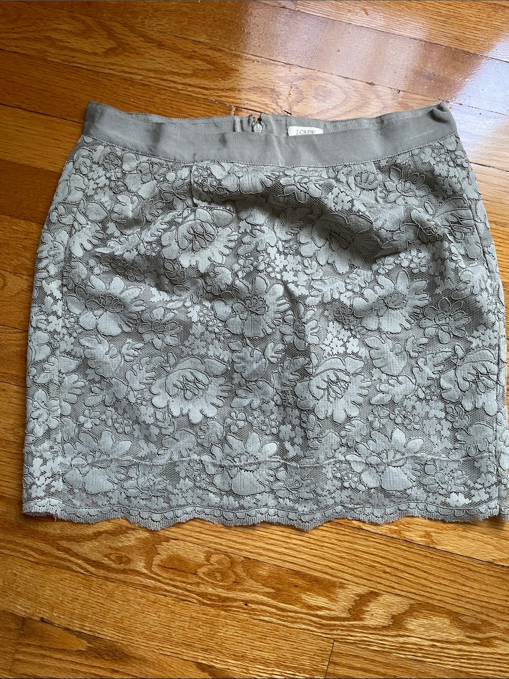 J. Crew Sage Green Floral Lace Mini Skirt